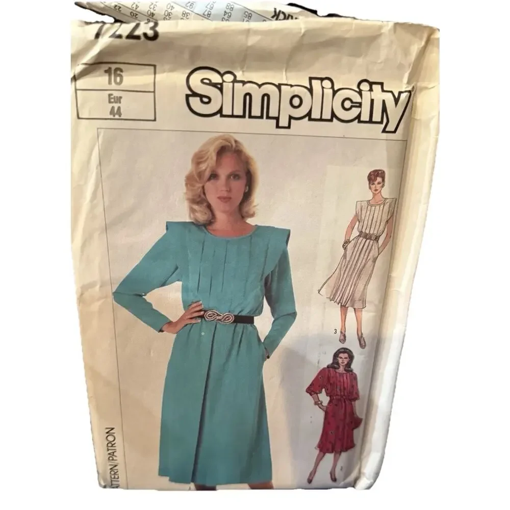 Vintage Simplicity 7223 Misses’ Dress Sewing Pattern - Size 16 (1980s)